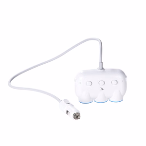 Autopistikupesa jagur Hoco C1, 2 USB-pordi ja 3x3.(3.1A) pistikupesaga