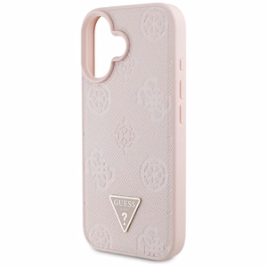 Guess Grained Hot Stamp Peony Triangle Logo MagSafe iPhone 16 Ümbris - Roosa