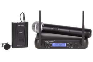 WR-358LD 2-channel VHF wireless microphone set, handheld and clip-on microphones