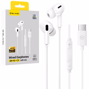 Blavec BHS-01 USB-C kõrvasisesed kõrvaklapid mikrofoni ja DAC-iga (BHS01-W), valged