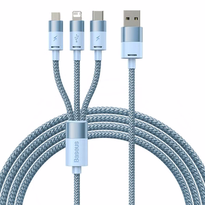3in1 USB kaabel Baseus StarSpeed Series, USB-C + Micro + Lightning 3,5A, 1.2m (sinine)