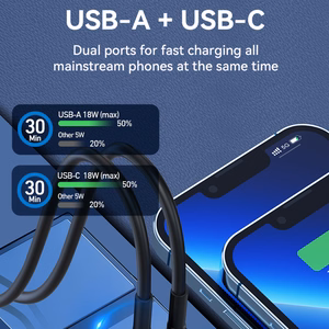 Wozinsky WDCCAC USB-C USB-A 36W Car Laadija - must