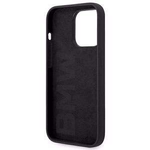 BMW Silicone Metal Logo Ümbris jaoks iPhone 14 Pro - must