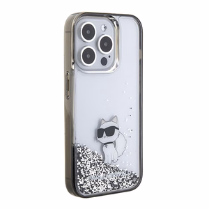 Karl Lagerfeld Liquid Glitter Choupette чехол для iPhone 15 Pro Max - прозрачный