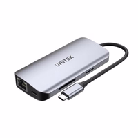 UNITEK aktiivne jaotur USB-C 2X HDMI 4K, RJ45, PD 100W