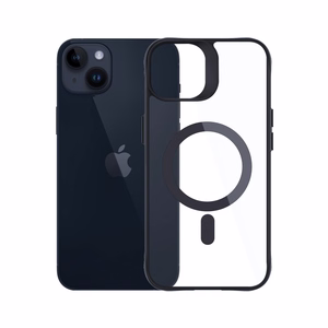 Чехол 3mk Satin Armor MagCase с MagSafe для iPhone 14 Plus - прозрачный с чёрной рамкой