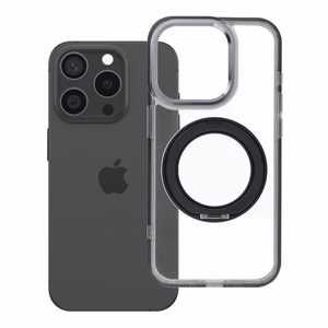Case for iPhone 15 Pro Frame Circle Stand compatible with MagSafe black