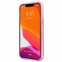 Karl Lagerfeld Glitter Karl's Head ümbris iPhone 13 mini jaoks - roosa