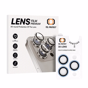 Tel Protect 3D Lens helesinised karastatud kaitseklaasid Apple iPhone 18 Pro / 18 Pro Max kaameraläätsedele (3 tk)