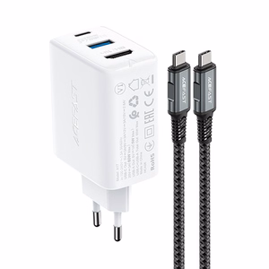 Acefast 2in1 Laadija GaN 65W USB Type C / USB, adapter adapter HDMI 4K @ 60Hz (set with kaabel) valge (A17 valge)