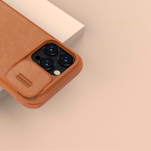 Kott Nillkin Qin Pro Nahast Apple iPhone 14 Pro Max pruun
