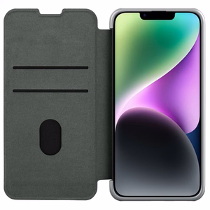 Nillkin Qin Cloth Pro Case чехол для iPhone 14 Plus с защитой камеры флип-чехол серый