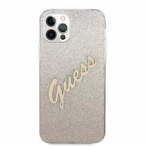 Guess GUHCP12LPCUGLSGO iPhone 12 Pro Max 6.7" kuldne/kuldne kõvakaane Glitter Gradient Script