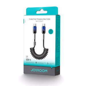 Joyroom S-A43 Crystal-Clear Series 60W USB-C - USB-C spiral kaabel 1.5m - must