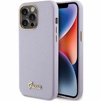 Guess Glitter Glossy Script ümbris jaoks iPhone 15 Pro Max - lilac