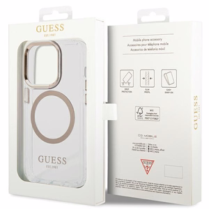 Guess Metal Outline Magsafe iPhone 15 Pro Max Ümbris - kuldne