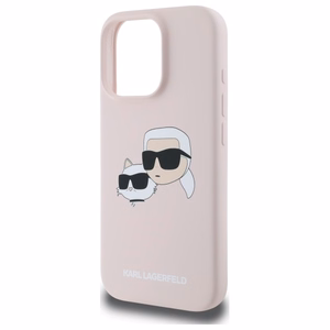 Karl Lagerfeld Silicone Nauble Heads Print MagSafe Ümbris jaoks iPhone 16 Pro - Roosa