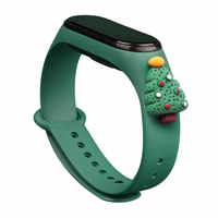 Rihm Xmas Xiaomi Mi Band 3 / 4 jõuludeks Silikoonist rihmaga käevõru koos jõulupuuga - tumeroheline