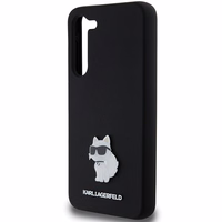 Karl Lagerfeld Silicone Choupette Metal Pin ümbris jaoks Samsung Galaxy S24+ - must