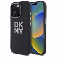 DKNY Liquid Silicone Metal Logo iPhone 16 Pro Ümbris - Must
