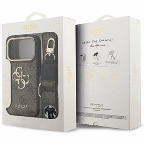 Guess 4G Big 4G Classic Logo Big Strap Metal Buttons чехол iPhone 17 Pro коричневый