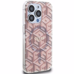 GUESS чехол для IPHONE 15 Pro Max совместимый с MagSafe GUHMP15XHGCUSTGP (IML GCUBE) розовый