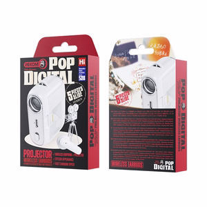 WEKOME S28 Pop Digital Series Bluetooth 5.3 TWS juhtmevabad kõrvaklapid laadimiskarpi sisseehitatud projektori ja 5 projektorislaidiga, valged