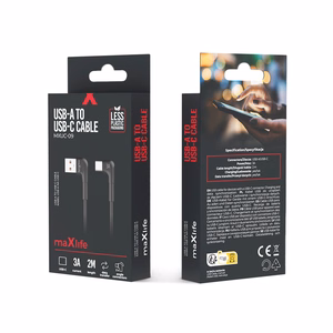 Maxlife MXUC-09 угловой кабель USB - USB-C 2,0 m 3A черный