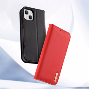 Dux Ducis Hivo Leather Flip Cover Genuine Leather Wallet for Cards and Documents iPhone 14 Plus Black