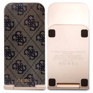 Guess 4G Pattern MagSafe foldable 2in1 15W induktiivne laadija - brown