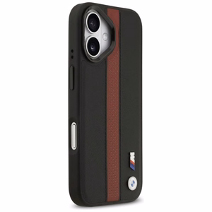 BMW чехол для iPhone 17 совместимый с MagSafe BMHMP17S25PCPSKR (PU Perfotated Stripe Logo) красный