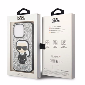 Karl Lagerfeld KLHCP14LGFKPG iPhone 14 Pro 6.1 "hardcase hõbedane / hõbedane Glitter Flakes Ikonik