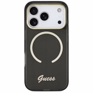 Guess IML Script Metal MagSafe Ümbris for iPhone 17 Pro Max - must