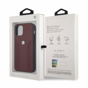 BMW Leather Curve perforeeritud ümbris iPhone 12 / iPhone 12 Pro jaoks - punane