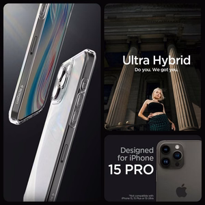 SPIGEN ümbris ULTRA HYBRID jaoks IPHONE 15 Pro frost clear