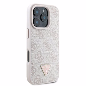 Guess Leather 4G Triangle Strass MagSafe Ümbris jaoks iPhone 16 Pro Max - Roosa