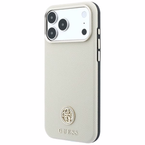 Guess Grained Round Strass Logo MagSafe ümbris iPhone 18 Pro Max / 17 Pro Max – beež