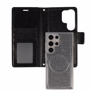 Glitter Magsafe Kaaned Ümbris jaoks Samsung Galaxy S24 Plus must