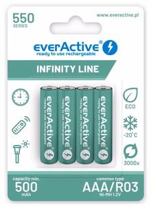 Rechargeable batteries everActive Ni-MH R03 AAA 550 mAh Infinity Line