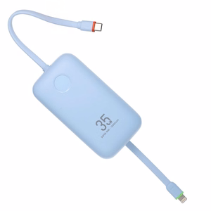 Powerbank Veger K1 (W1188) PD QC3.0 35W 10000 mAh with built-in USB-C cables / Lightning blue
