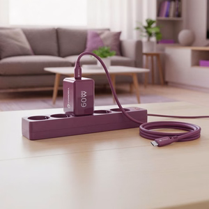 Bordoopunane 60 W Forcell F-Energy GaN III Crystal Color VT-60 seinalaadija, 2 × USB-C, AVS/PPS, koos 1 m 60 W silikoonist USB-C–USB-C kaabliga