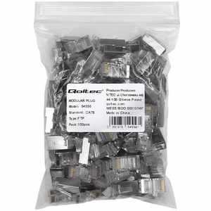 Qoltec 54556 RJ45 Modulaarne Pistik CAT6 FTP Kullatud Kontaktid 100 tk.