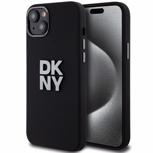 DKNY Liquid Silicone Metal Logo ümbris jaoks iPhone 15 Plus / 14 Plus - must