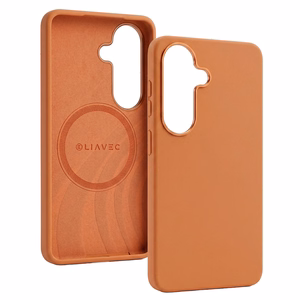 Liavec Silky ümbris metallist kaamera raamiga Samsung Galaxy S26 jaoks oranž