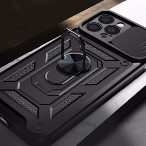 Чехол Hybrid Armor Camshield для Vivo Y16 / Vivo Y02s бронированный с защитой камеры чёрный