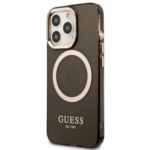 Guess Gold Outline Translucent MagSafe чехол для iPhone 13 Pro Max - чёрный