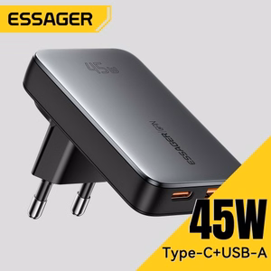 Laadija Essager GaN Ultra must 45W (1xPD / 1xQC3.0)