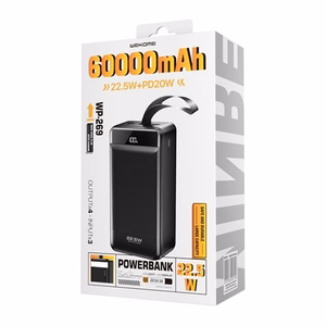 Power Bank WK Design "WP-269" Black 60000mAh (PD 20W / QC3.0 22.5W)