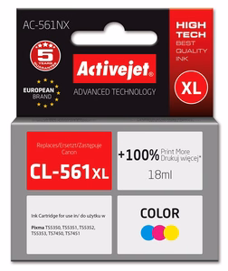 Activejet AC-561NX – kolmevärviline tindikassett, asendab Canon CL-561XL, 18 ml, Supreme