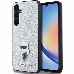Karl Lagerfeld Fixed Glitter Ikonik Logo Metal Pin ümbris jaoks Samsung Galaxy A35 - hõbedane